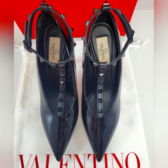 NEW$1250 VALENTINO Rockstud Patent Leather 100 Pumps With Matching Studs Sz 36.5 - Picture 11 of 16